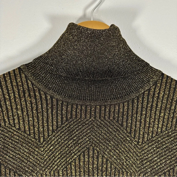 Antonio Melani black and gold metallic knit turtleneck sweater size small NWT - Picture 7 of 8